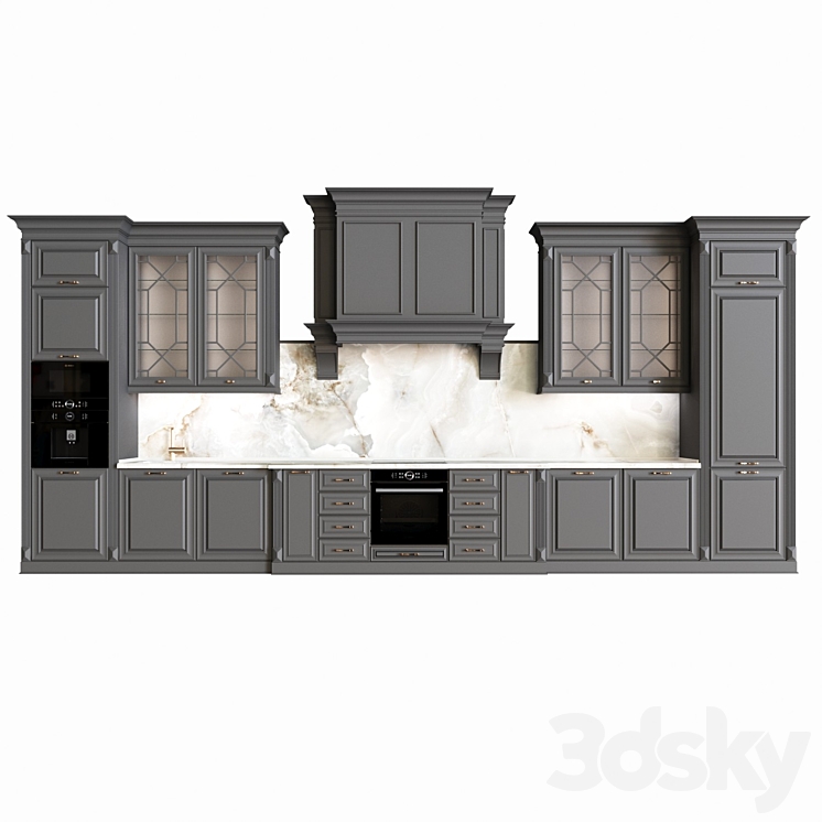 Neoclassical kitchen 04 3DS Max - thumbnail 2