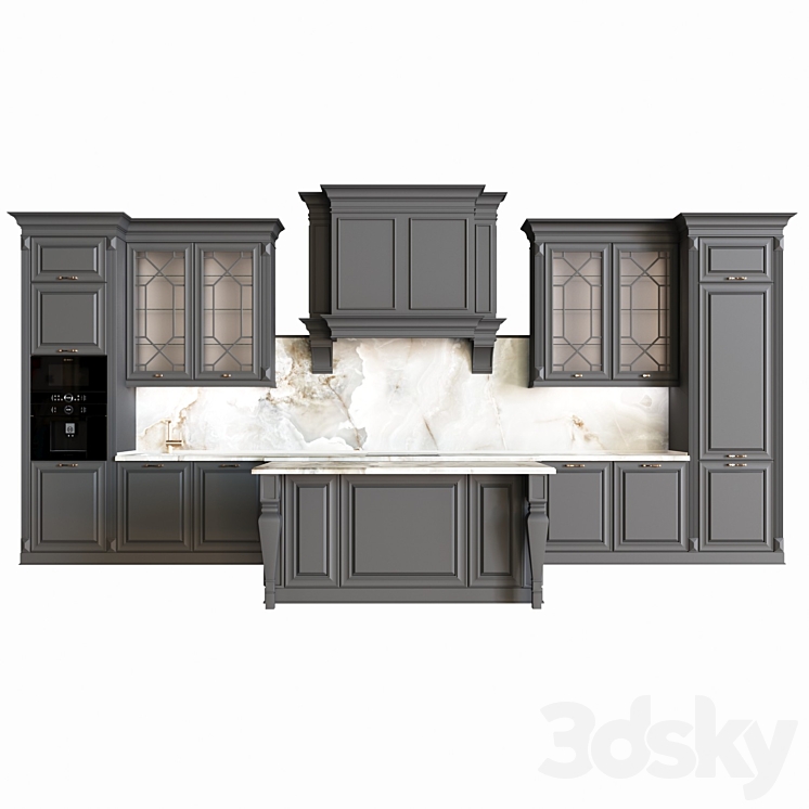 Neoclassical kitchen 04 3DS Max - thumbnail 1