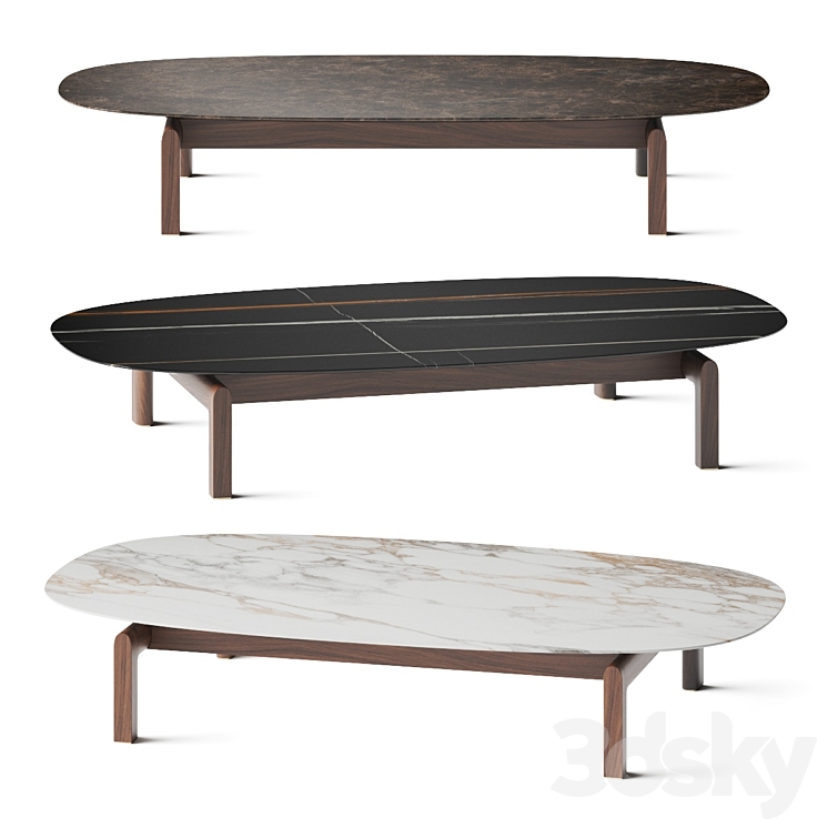 Porada Quay Ovale Coffee Tables 3DS Max - thumbnail 1