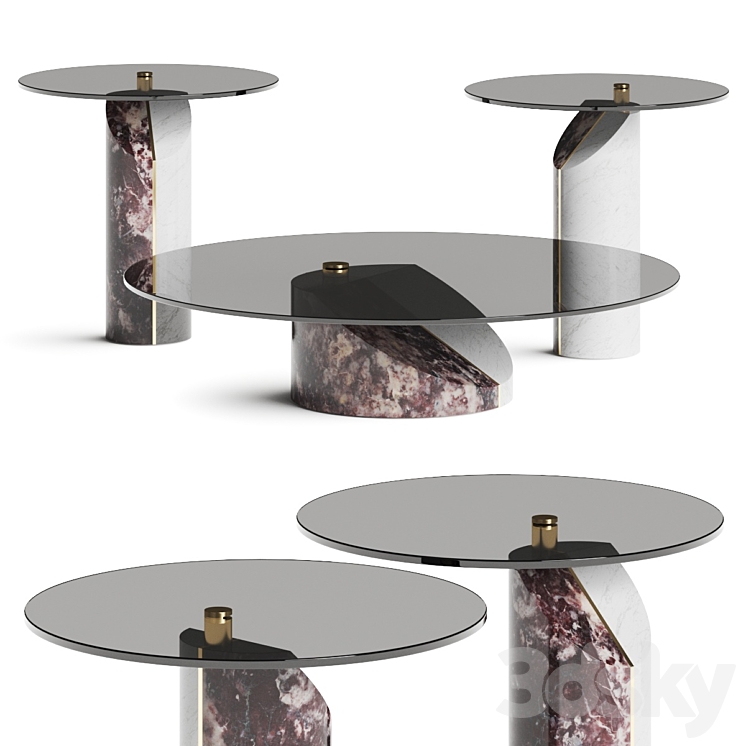 Baxter Ziggy Coffee & Side Tables 3DS Max Model - thumbnail 1