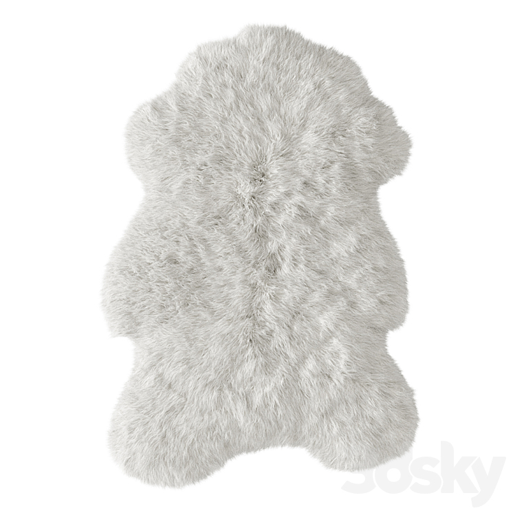 White fluffy sheepskin carpet 3DS Max Model - thumbnail 1