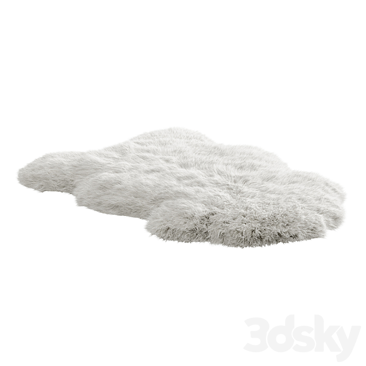 White fluffy sheepskin carpet 3DS Max Model - thumbnail 2