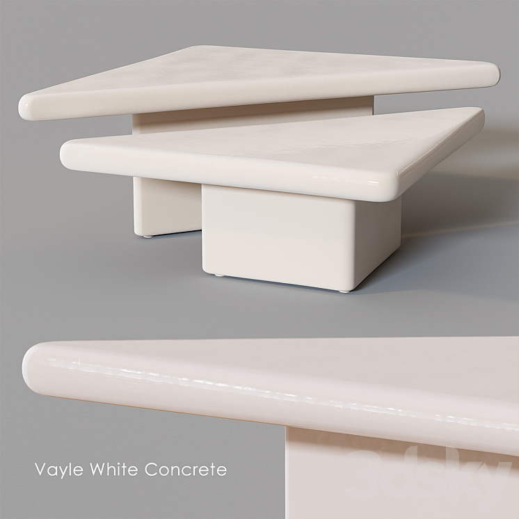 Vayle White Concrete Coffee Table by CB2 Table 3D model