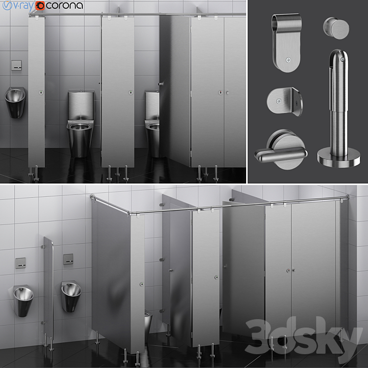 Sanitary partitions for public toilets FunderMax 2 (designer) 3D Model