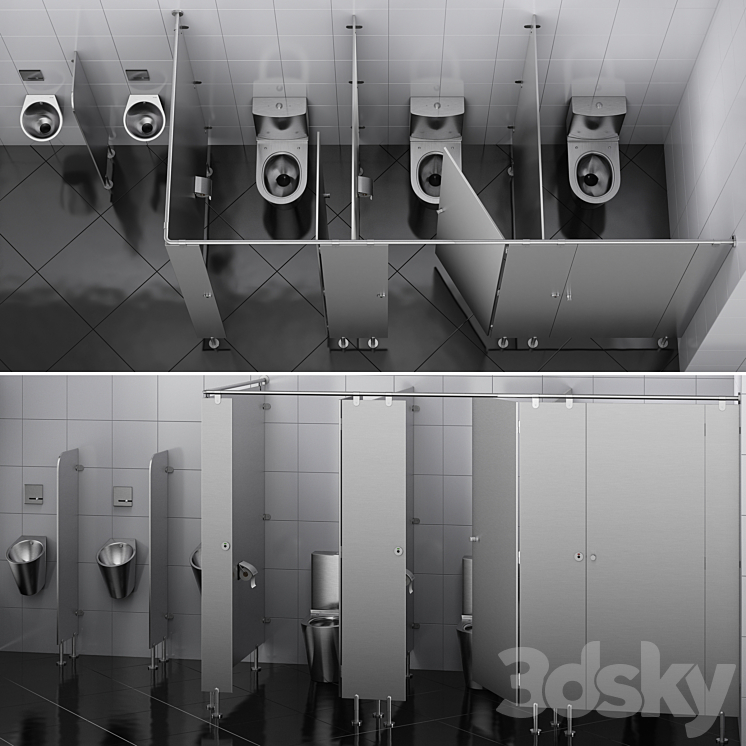 Sanitary partitions for public toilets FunderMax 2 (designer) 3DS Max - thumbnail 2