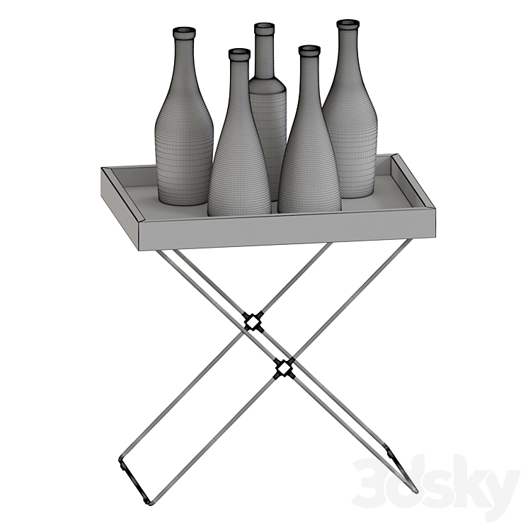 Bottle set with table 3D Model Free