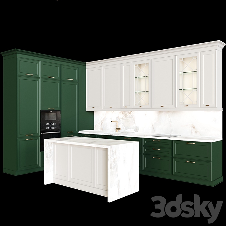 Neoclassical kitchen 05 3DS Max Model - thumbnail 2