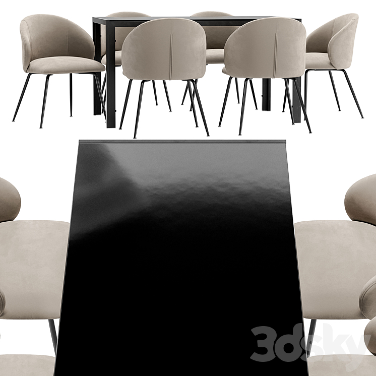 Dining chair Garda Decor and table Derby 3DS Max Model - thumbnail 2