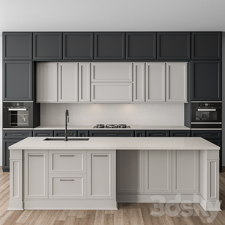 Kitchen NeoClassic – Navy Blue and White Set 65 3DS Max - thumbnail 1