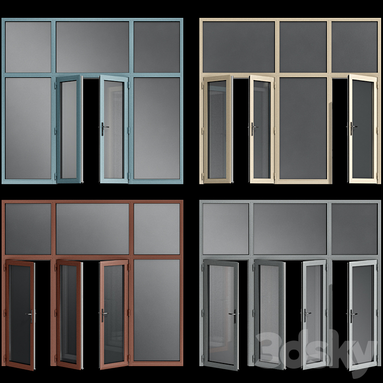 Stained aluminum doors 3DS Max Model - thumbnail 1