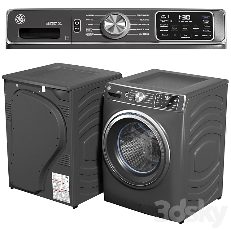 GE wash machine and dryer 02 3D Model