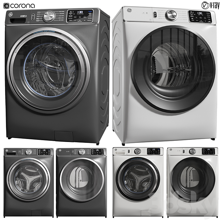 GE wash machine and dryer 02 3D Model