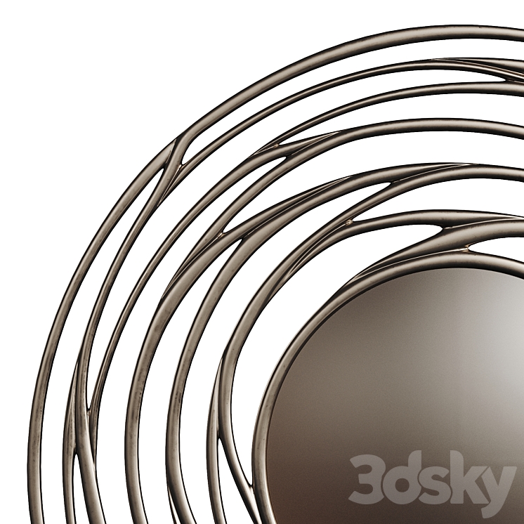 Luxury Mirror Round Metal 0056 GOLD 3DS Max Model - thumbnail 2