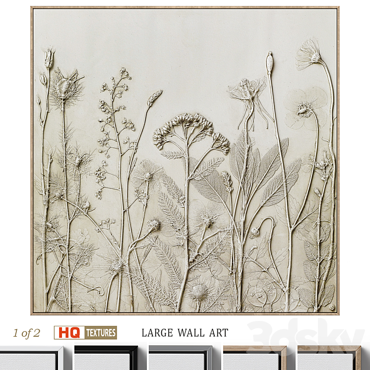 Textural Plaster Wildflowers Boho Wall Art C-507 3DS Max Model - thumbnail 1
