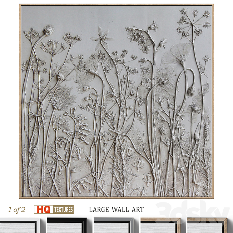 Textural Plaster Wildflowers Boho Wall Art C-508 3DS Max Model - thumbnail 1