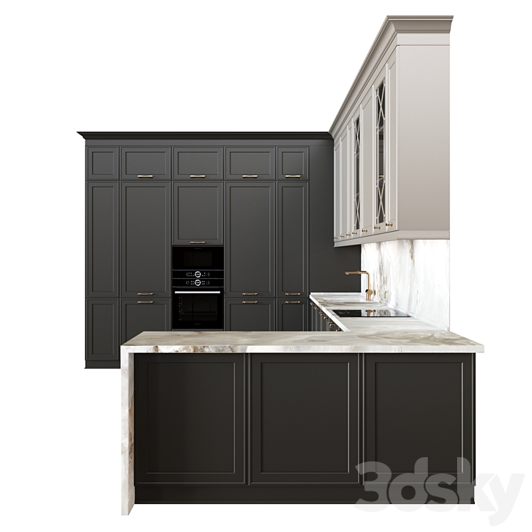 Neoclassical kitchen 07 3DS Max Model - thumbnail 2