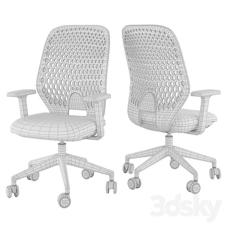Key Smart office chairs 3DS Max Model - thumbnail 2