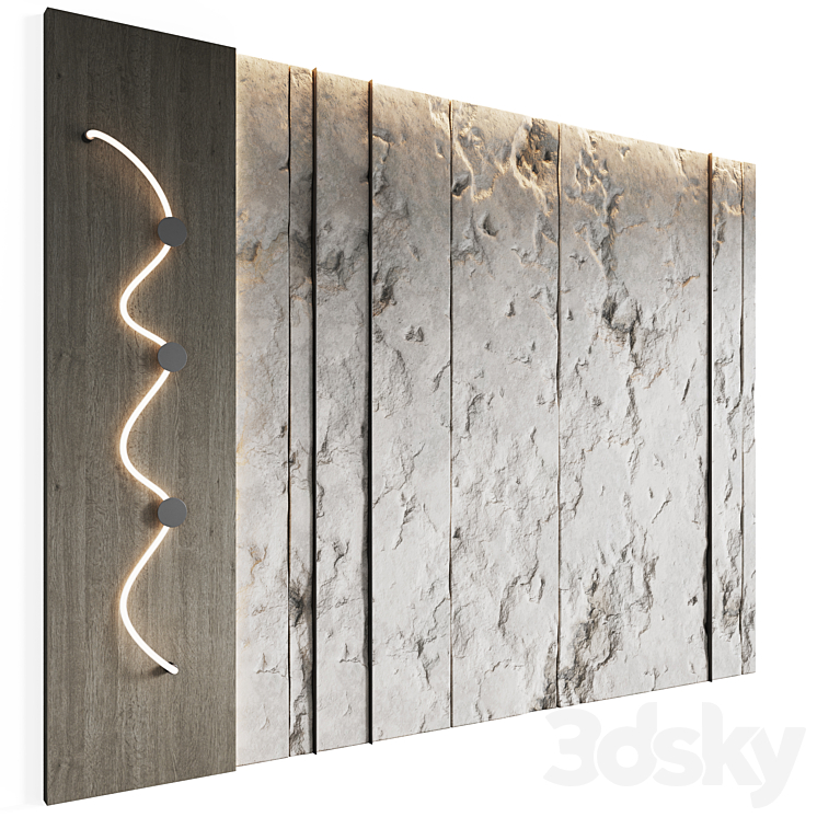 Decorative wall panel Cliff 3DS Max Model - thumbnail 2