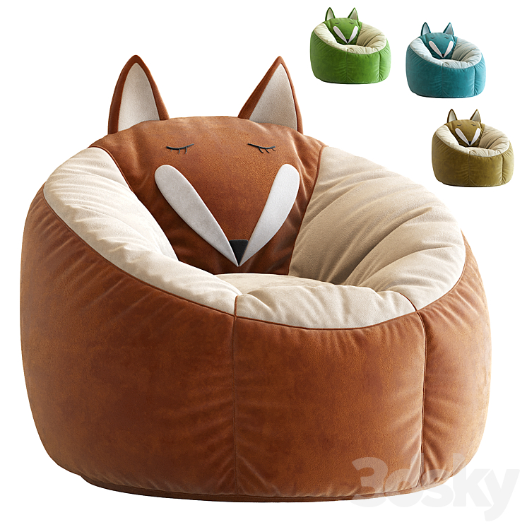 Kaikoo Kids Fox Bean Bag Chair 3DS Max Model - thumbnail 1