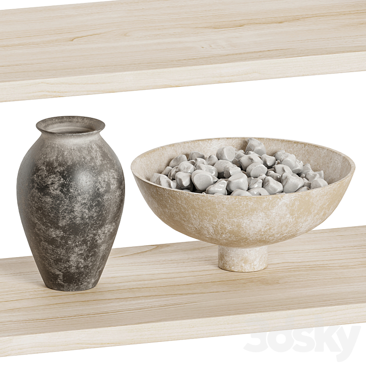 Crate & Barrel - Haldeman Pine Wood Open Shelf 3D Model