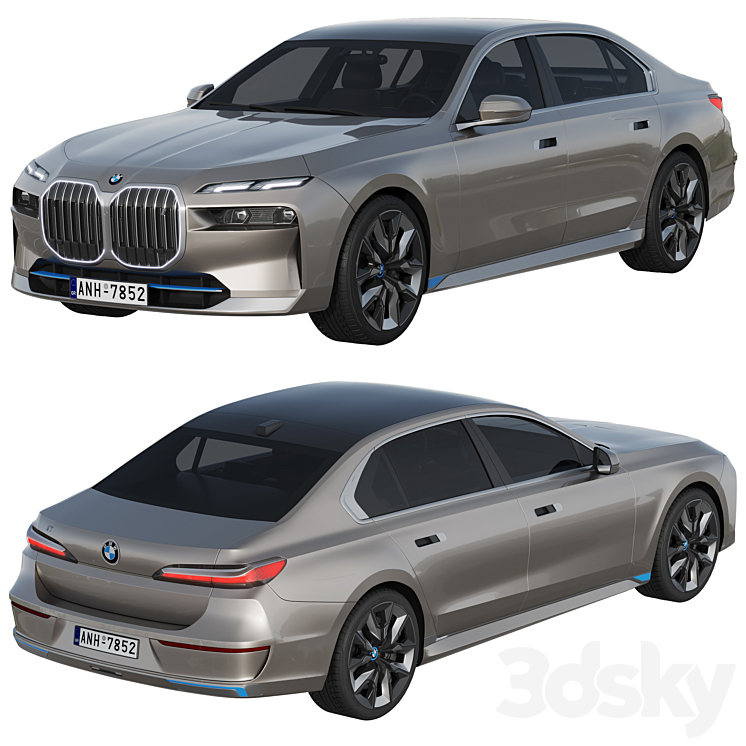 BMW i7 2023 3DS Max Model - thumbnail 2