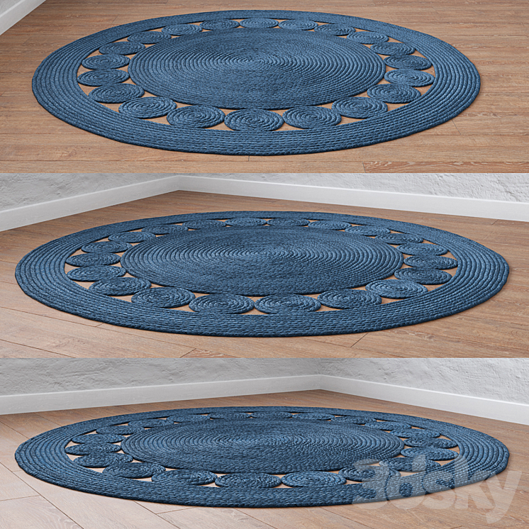 Natural Round shape Braided Jute Rug 3DS Max Model - thumbnail 2
