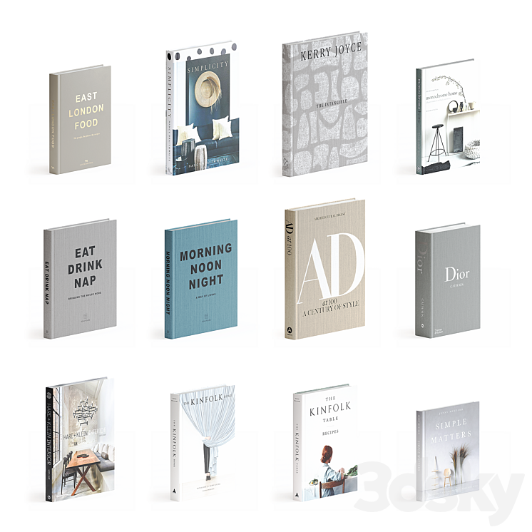 A set of books. Coffee Table Book Set 03 3D Model