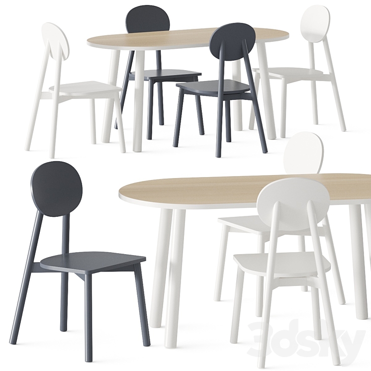 Crate and Kids Rue Adjustable Table and Kelsey Play Chair 3D Model