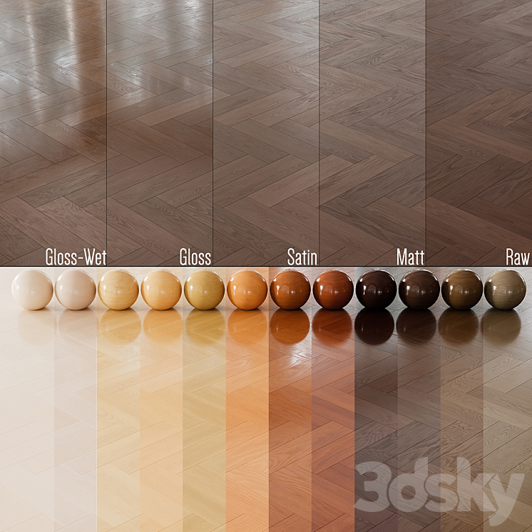 Wood Floor Set 01 3D Model