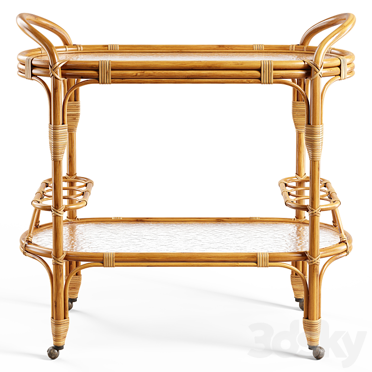 Zara Home – The rattan service table on wheels 3DS Max Model - thumbnail 1