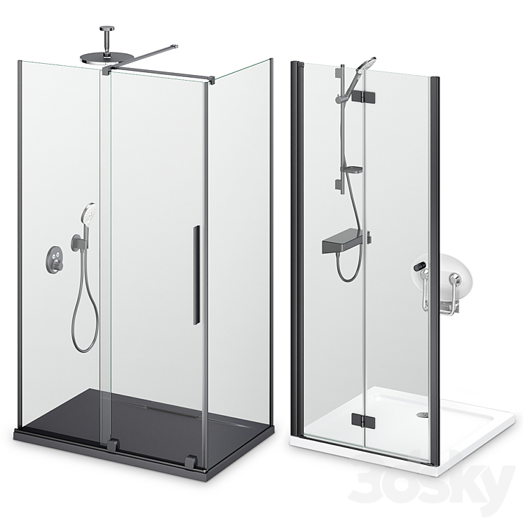 Shower enclosures and doors Radaway set 165 3DS Max - thumbnail 2
