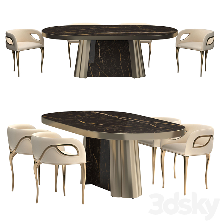KOKET Dining table and chair 3D Model Free