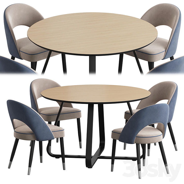 Toronto table Holly chair Dining set 3DS Max - thumbnail 1