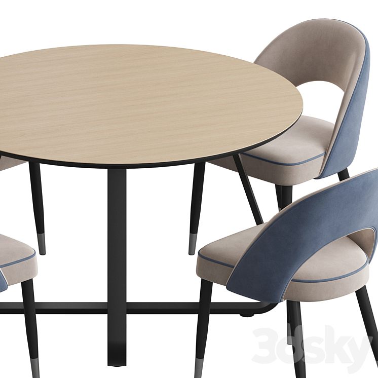 Toronto table Holly chair Dining set 3DS Max - thumbnail 2