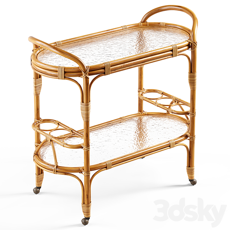 Zara Home – The rattan service table on wheels 3DS Max - thumbnail 2