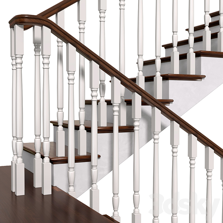 Staircase in classic style.Classic Modern interior stair 3D Model