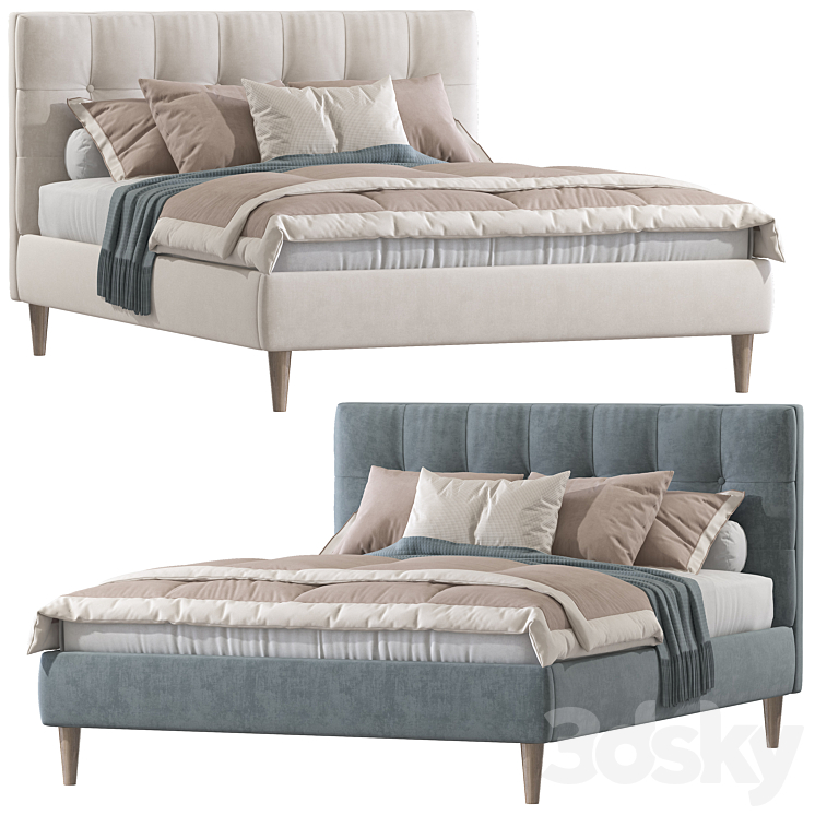 Double bed 98. 3DS Max Model - thumbnail 1