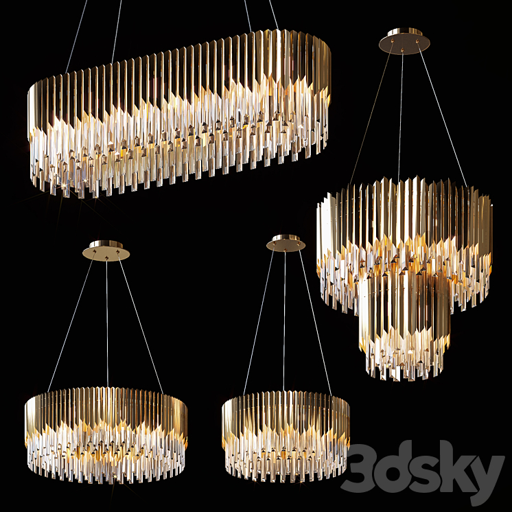 Pendant chandeliers Delamp Facet Crystal 3D Model