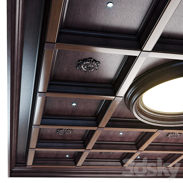 Set for coffered ceiling No. 4 – wenge color 3DS Max Model - thumbnail 2