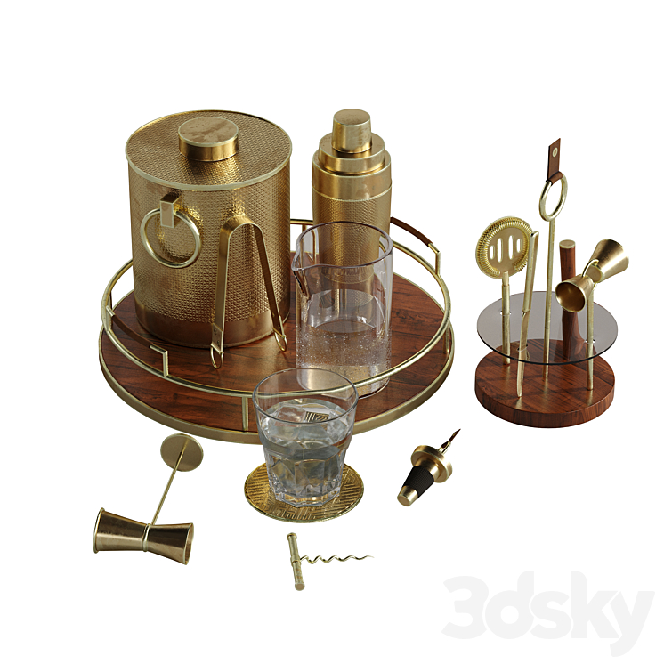 Bar accessories set 1 3D Model Free