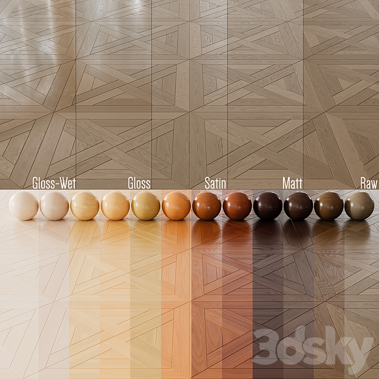 Wood Floor Set 03 3D Model Free