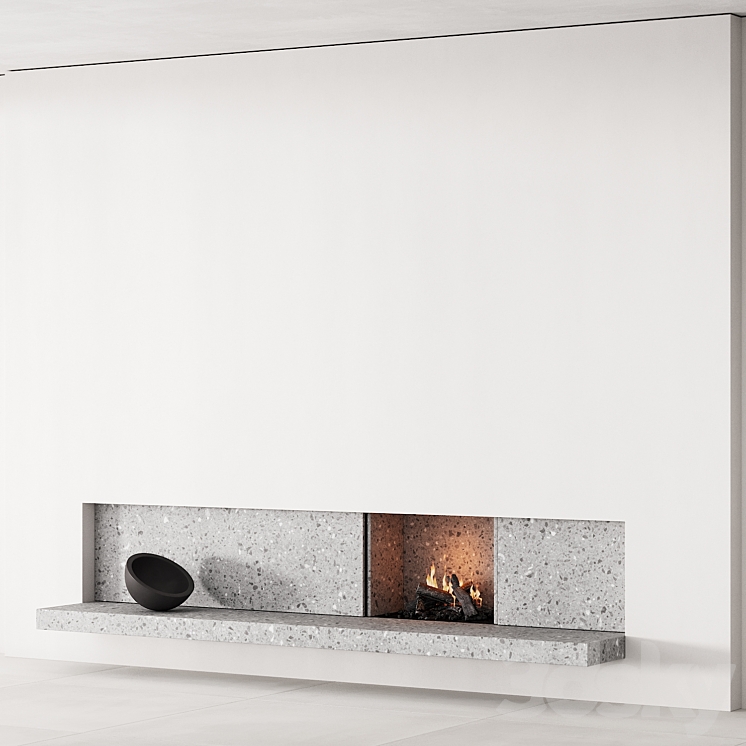 158 fireplace decorative wall kit 04 minimal terrazzo chimney 00 3DS Max Model - thumbnail 2