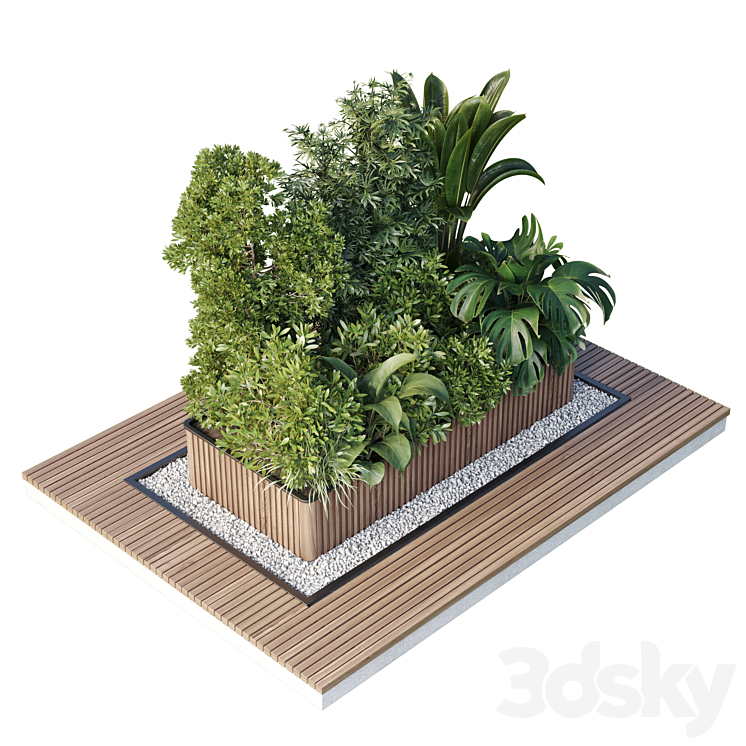 Outdoor plant Collection 114 – Wooden box for plant garden 3DS Max Model - thumbnail 2