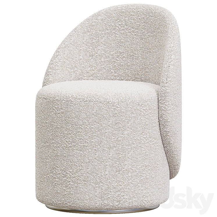 Nordic Boucle Round Vanity Stool 3DS Max Model - thumbnail 1