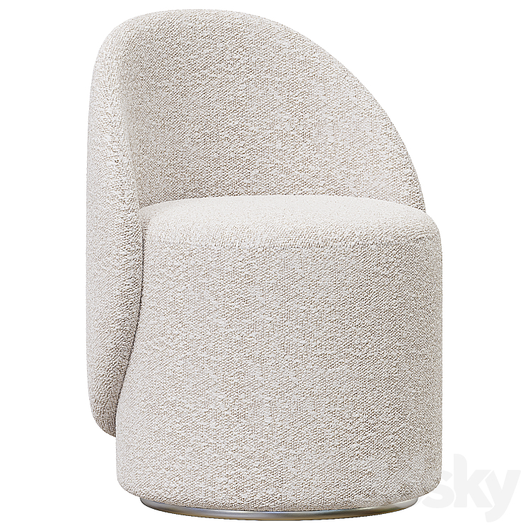 Nordic Boucle Round Vanity Stool 3DS Max Model - thumbnail 2