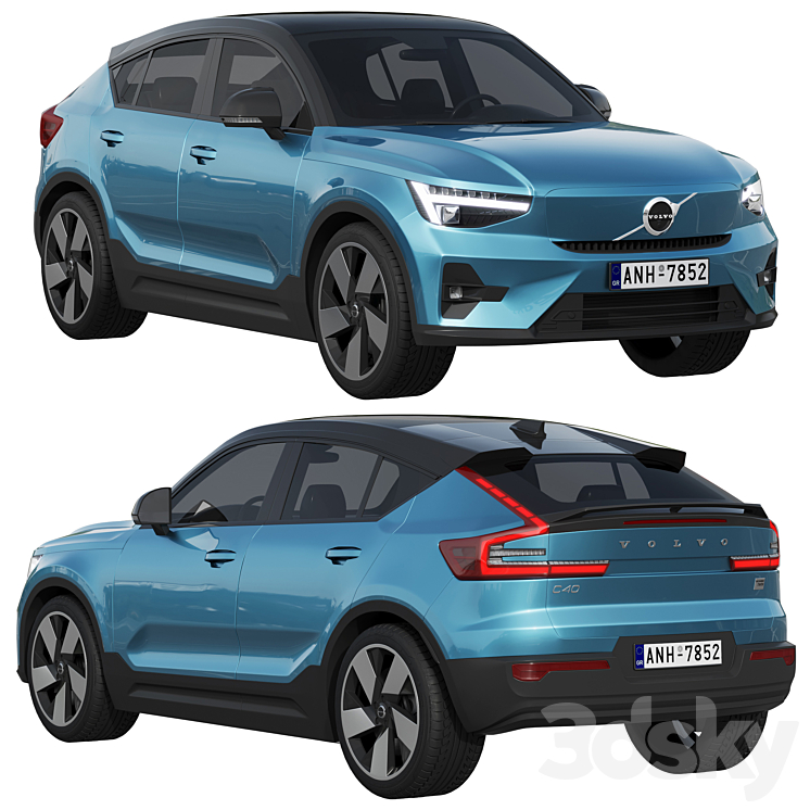 Volvo C40 Recharge 3DS Max Model - thumbnail 1