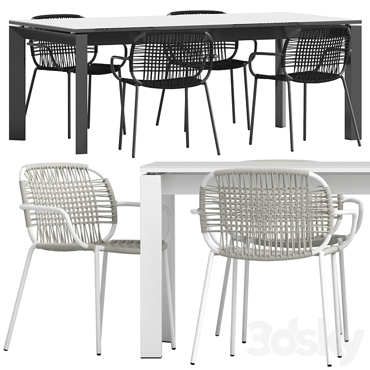 Coco Republic Houston Table and Botero Chair 3DS Max - thumbnail 1