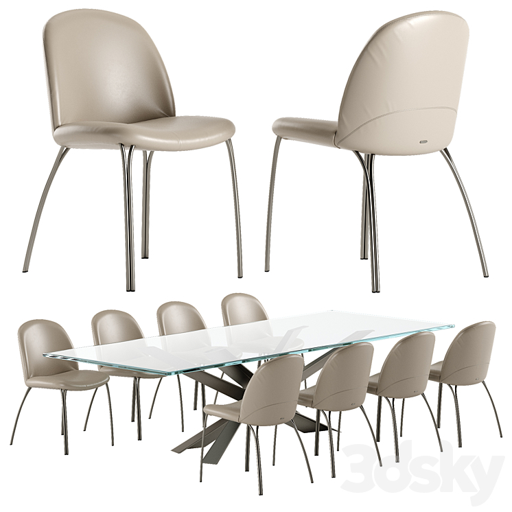 Cattelan Italia Lancer table Holly chair set 3DS Max - thumbnail 1