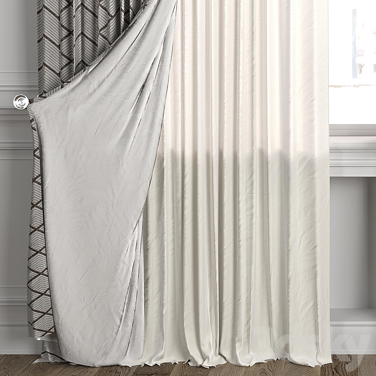 Curtains with window 484C 3DS Max Model - thumbnail 2