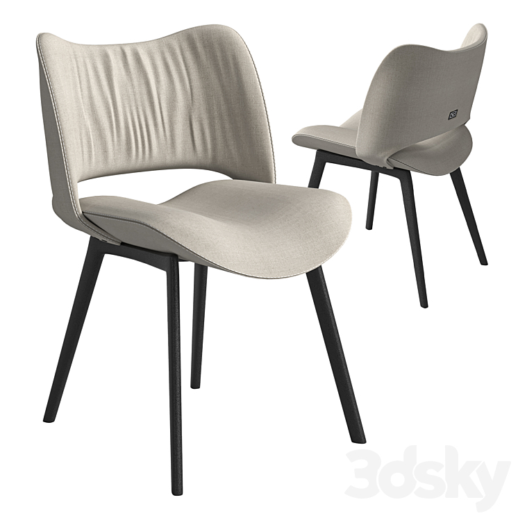 Nice Leather Chair and Homey Square Table 3DS Max Model - thumbnail 2